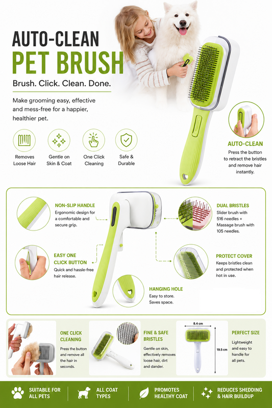 Auto-Clean Pet Brush