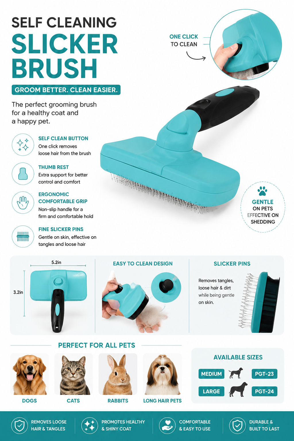Self-Cleaning Slicker Brush